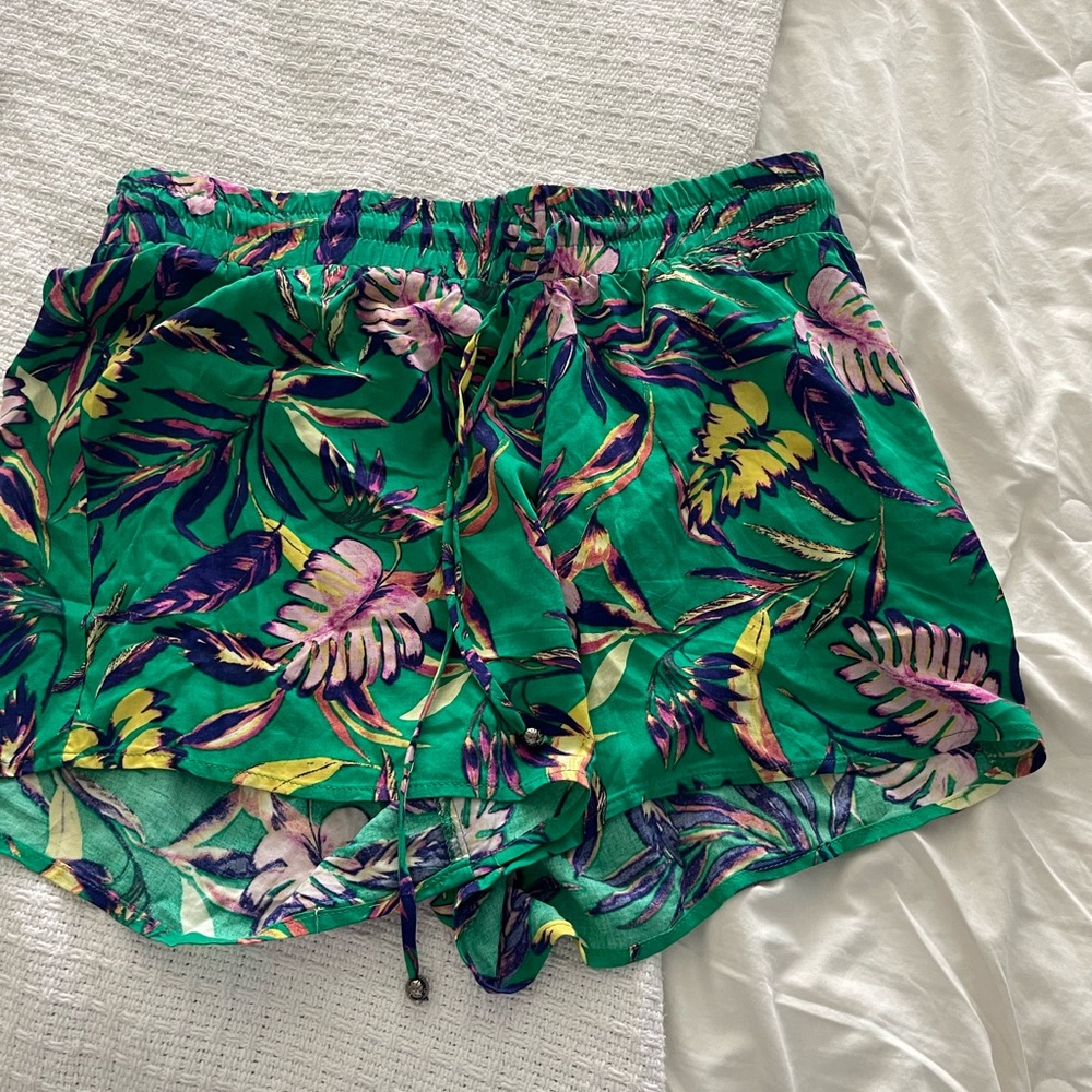Blue Rain Floral Tie Waist Soft Shorts - Picture 6 of 6